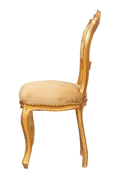 Biscottini Sedia poltroncina stile francese Luigi XVI in legno massello di faggio finitura oro