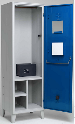 Armadietto spogliatoio con 2 vani portaoggetti e tesoretto per Polizia Locale Municipale cm. 60x50x195h
