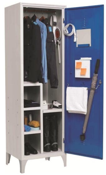 Armadietto spogliatoio con 3 vani porta oggetti interni per Polizia Locale Municipale cm. 60x50x195h