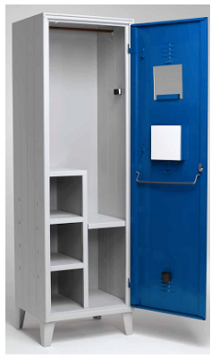 Armadietto spogliatoio con 3 vani porta oggetti interni per Polizia Locale Municipale cm. 60x50x195h