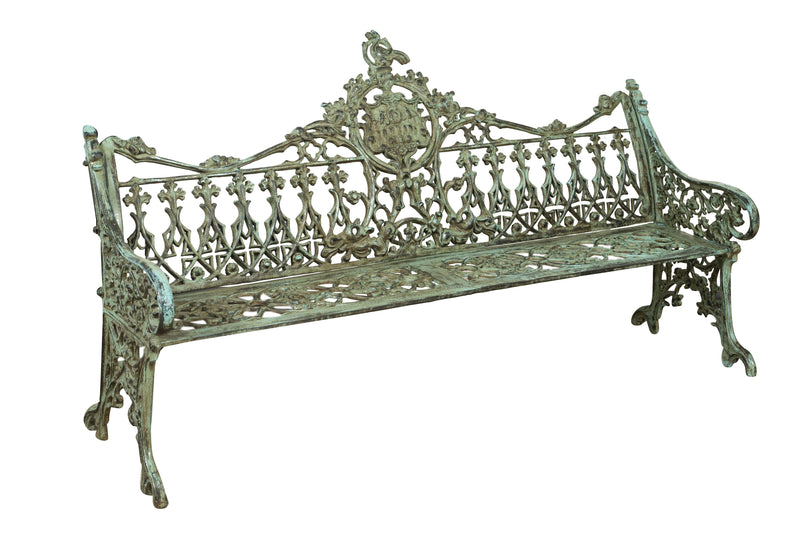 Biscottini Panchina liberty in fusione di ghisa finitura verde anticata L180xPR70xH105 cm