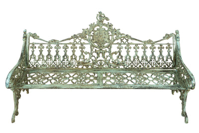 Biscottini Panchina liberty in fusione di ghisa finitura verde anticata L180xPR70xH105 cm