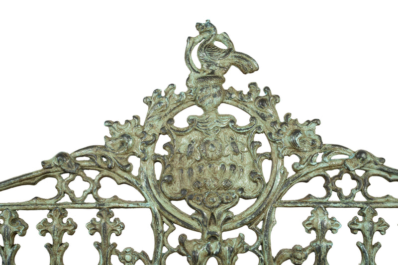 Biscottini Panchina liberty in fusione di ghisa finitura verde anticata L180xPR70xH105 cm