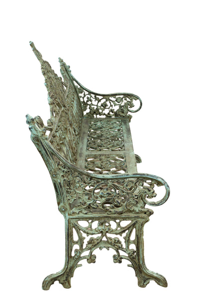 Biscottini Panchina liberty in fusione di ghisa finitura verde anticata L180xPR70xH105 cm
