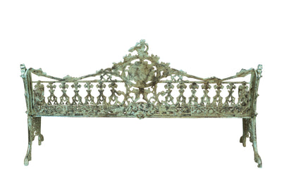 Biscottini Panchina liberty in fusione di ghisa finitura verde anticata L180xPR70xH105 cm