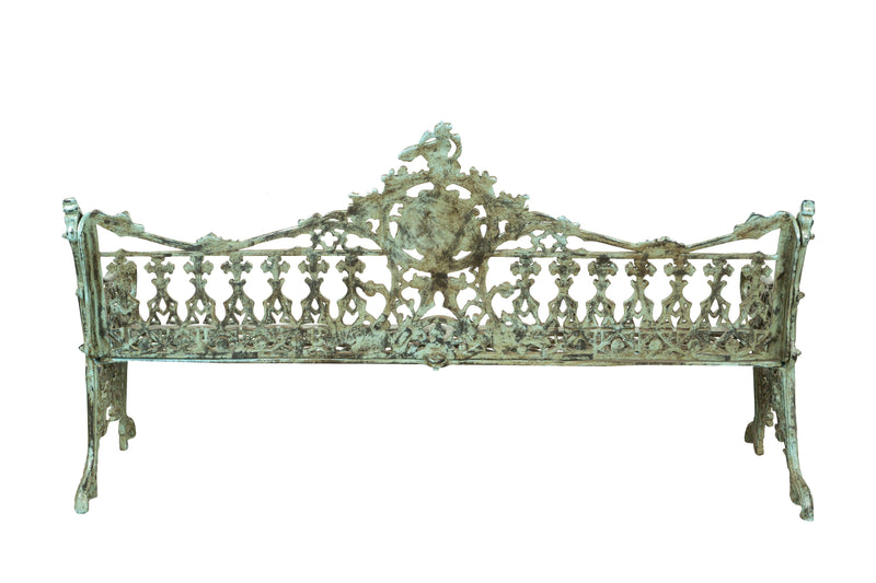 Biscottini Panchina liberty in fusione di ghisa finitura verde anticata L180xPR70xH105 cm