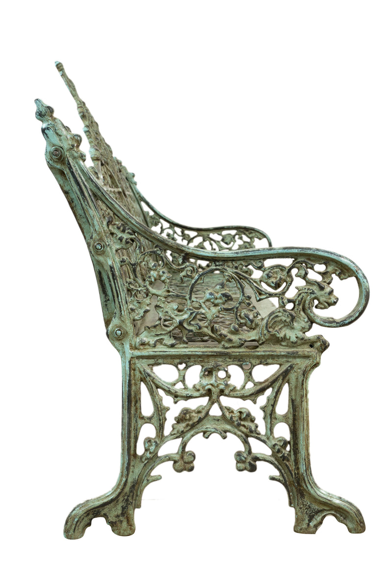 Biscottini Panchina liberty in fusione di ghisa finitura verde anticata L180xPR70xH105 cm