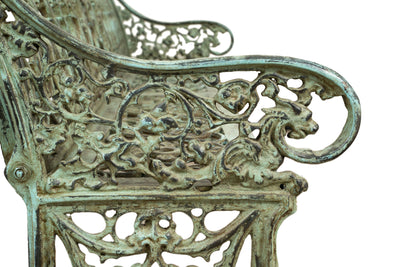 Biscottini Panchina liberty in fusione di ghisa finitura verde anticata L180xPR70xH105 cm