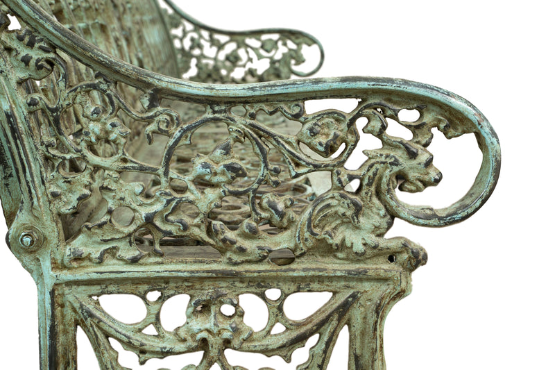 Biscottini Panchina liberty in fusione di ghisa finitura verde anticata L180xPR70xH105 cm