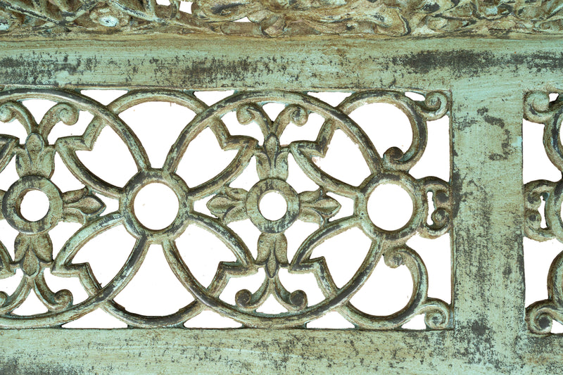 Biscottini Panchina liberty in fusione di ghisa finitura verde anticata L180xPR70xH105 cm