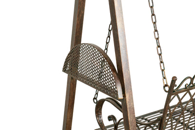 Biscottini Dondolo a due posti in ferro battuto finitura ruggine anticata L198xPR100xH220 cm