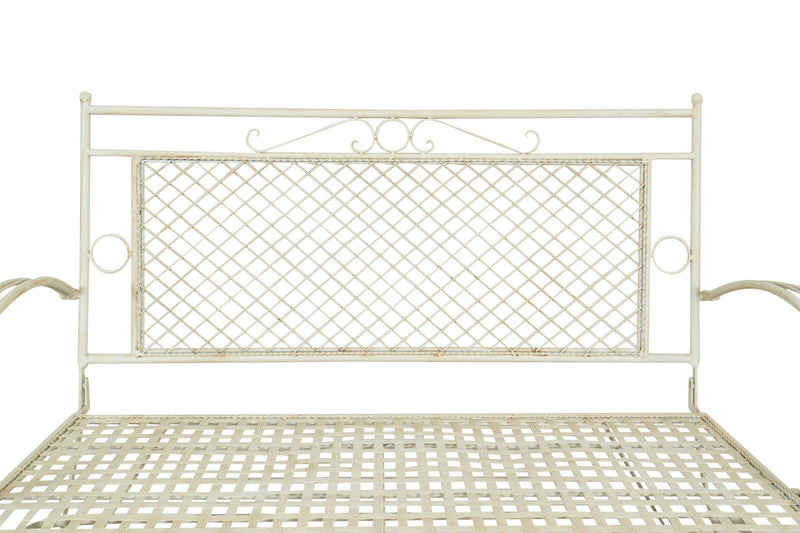 Biscottini Divanetto/panchina in ferro battuto finitura bianca anticata 120x52x79 cm