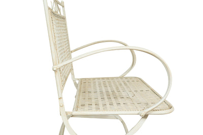 Biscottini Divanetto/panchina in ferro battuto finitura bianca anticata 120x52x79 cm