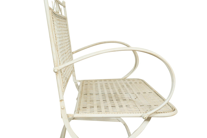 Biscottini Divanetto/panchina in ferro battuto finitura bianca anticata 120x52x79 cm