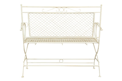 Biscottini Divanetto/panchina in ferro battuto finitura bianca anticata 120x52x79 cm