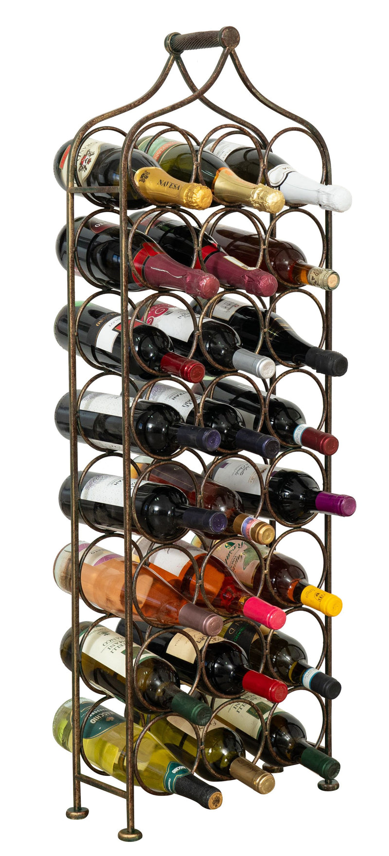 Biscottini Porta bottiglie in ferro battuto finitura nera anticata Molto stabile robusta