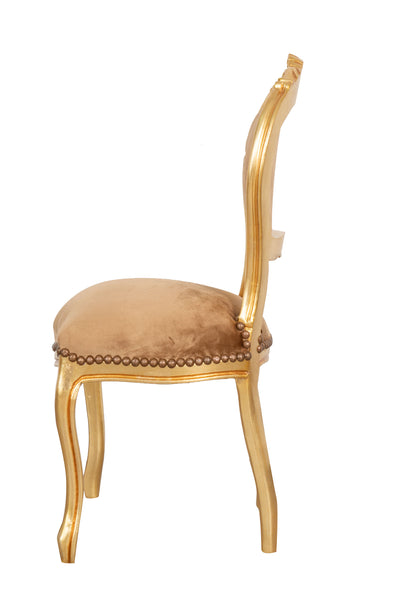 Biscottini Sedia poltroncina stile francese Luigi XVI in legno massello di faggio finitura oro