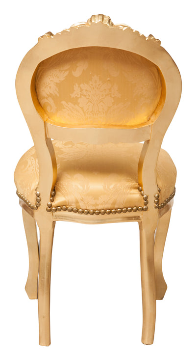 Biscottini Sedia stile francese Luigi XVI in legno massello di faggio ORO/ORO poltroncina