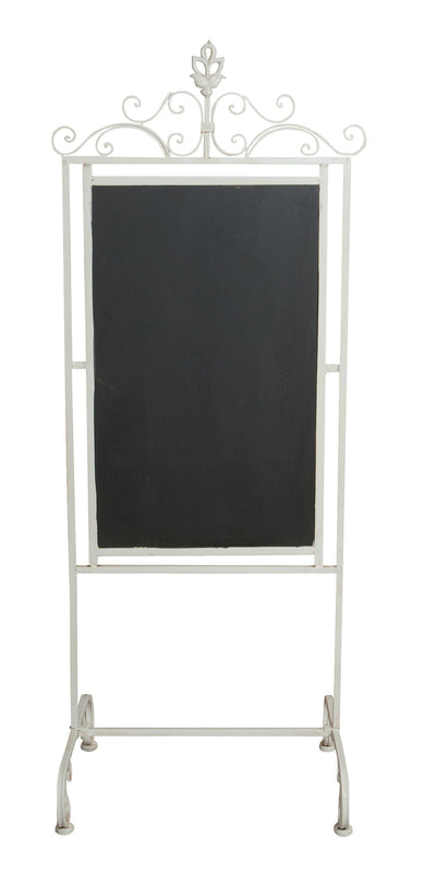 Biscottini Lavagna da terra in ferro battuto. Finitura bianco antico L52XPR40XH133 cm