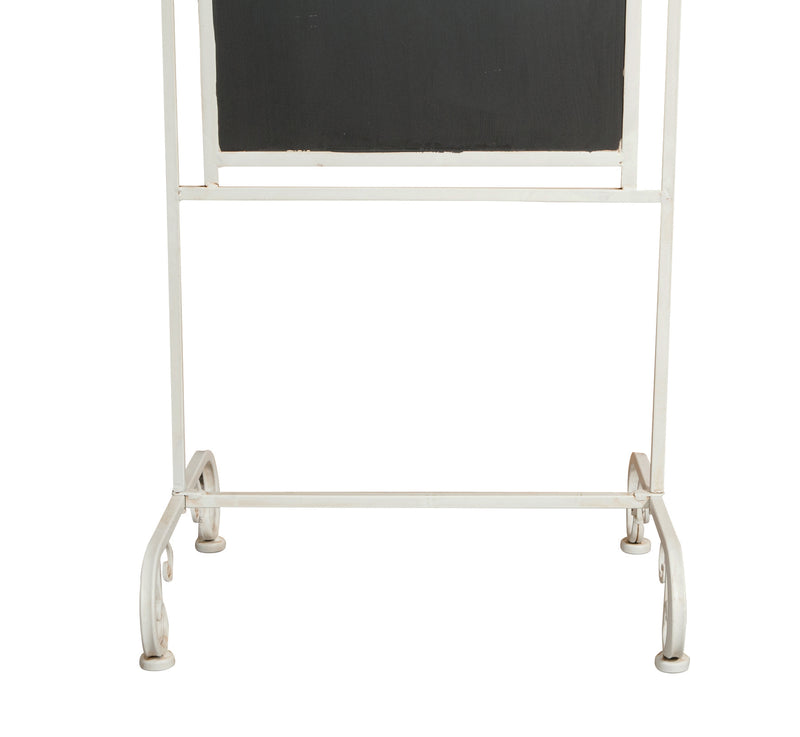 Biscottini Lavagna da terra in ferro battuto. Finitura bianco antico L52XPR40XH133 cm