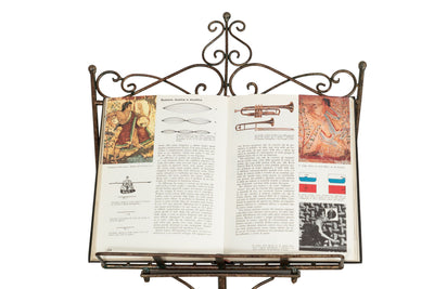 Biscottini Leggio da terra in ferro battuto pieno finitura ruggine anticata L46xPR32xH139 cm