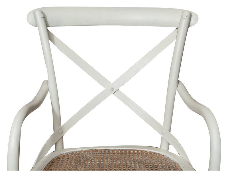 Biscottini Sedia con braccioli Thonet in massello di frassino finitura bianca anticata e seduta in paglia di Vienna L50xPR43xH89 cm.