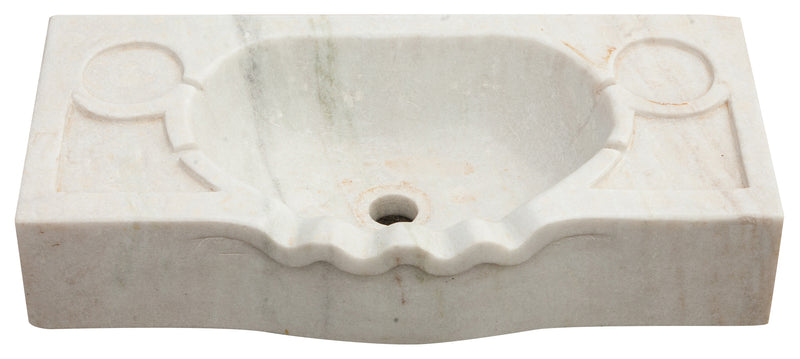 Biscottini Lavandino smerlato in marmo bianco L60xPR30xH14 cm Vasca smerlata realizzata