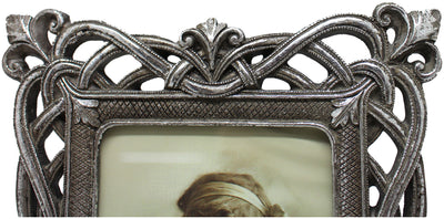 Biscottini Portafoto da appoggio verticale/orizzontale in resina finitura argento anticata L18,5xPR2xH24 cm