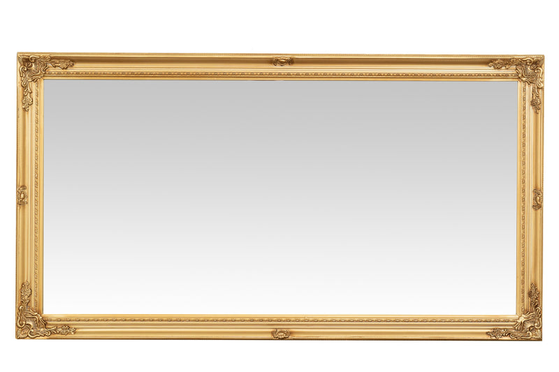 Biscottini Specchio Specchiera da parete e appendere verticale/orizzontale L72xPR4xH133 cm finitura foglia oro anticato.