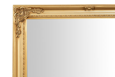 Biscottini Specchio Specchiera da parete e appendere verticale/orizzontale L72xPR4xH133 cm finitura foglia oro anticato.