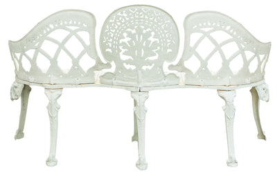 Biscottini Panchina Liberty in ghisa finitura bianca anticata 130x50x82 cm Robusta stabile