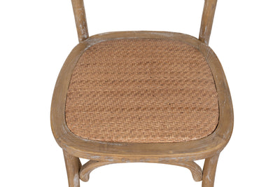 Biscottini Sedia Thonet in massello di frassino e seduta rattan finitura legno invecchiato