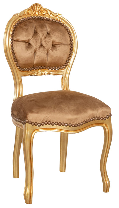 Biscottini Sedia poltroncina stile francese Luigi XVI in legno massello di faggio finitura oro