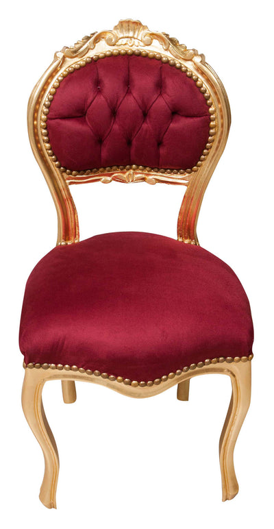 Biscottini Sedia stile francese Luigi XVI in legno massello di faggio ORO/ROSSO Offerta