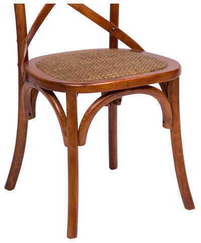 Biscottini Sedia Thonet in massello di frassino e seduta rattan finitura noce 48x52x88 cm