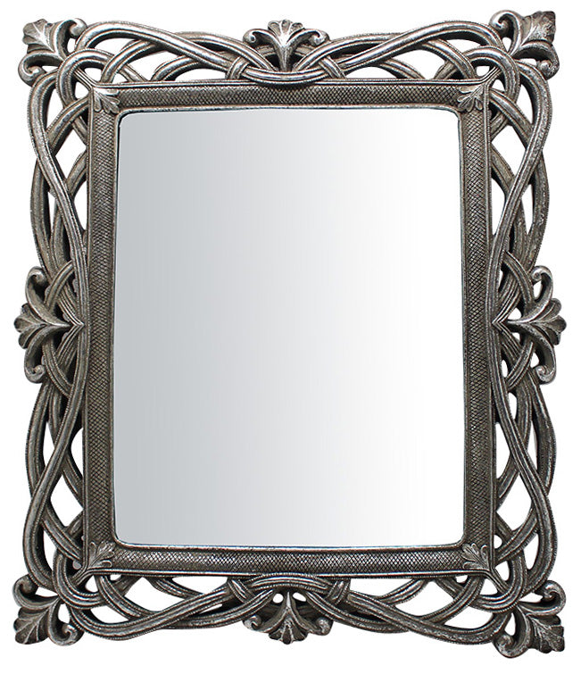 Biscottini Specchiera verticale/orizzontale da appoggio e da appendere L31xPR2xH36 cm finitura argento anticato.