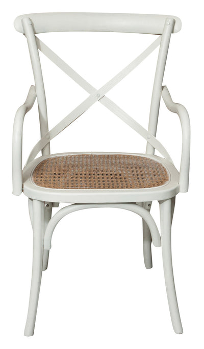 Biscottini Sedia con braccioli Thonet in massello di frassino finitura bianca anticata e seduta in paglia di Vienna