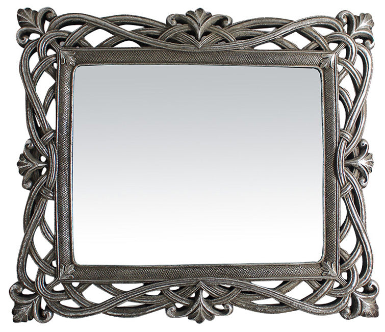 Biscottini Specchiera verticale/orizzontale da appoggio e da appendere L31xPR2xH36 cm finitura argento anticato.