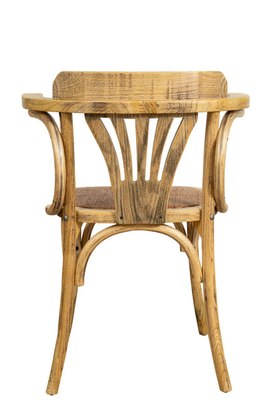 Biscottini Sedia con braccioli Thonet in massello di frassino finitura rovere e seduta in rattan