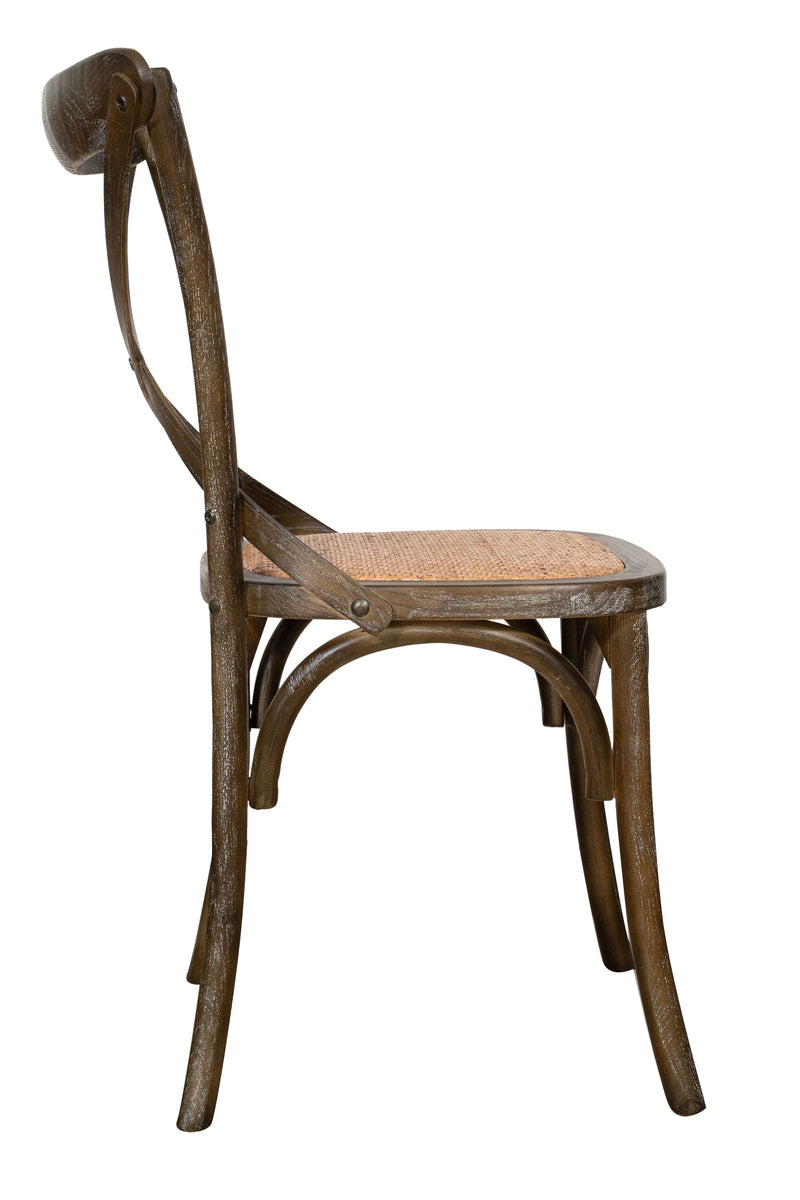 Biscottini Sedia Thonet in massello di frassino e seduta rattan finitura marrone anticato
