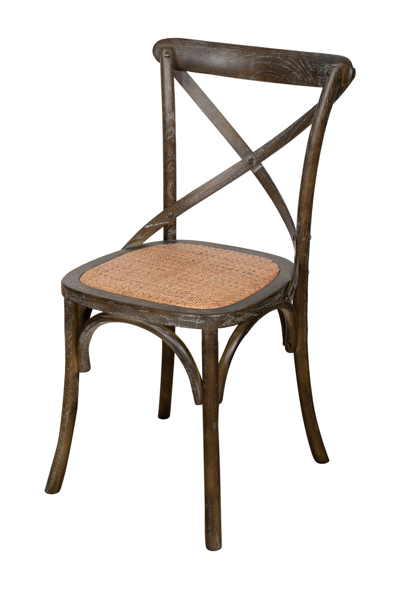 Biscottini Sedia Thonet in massello di frassino e seduta rattan finitura marrone anticato