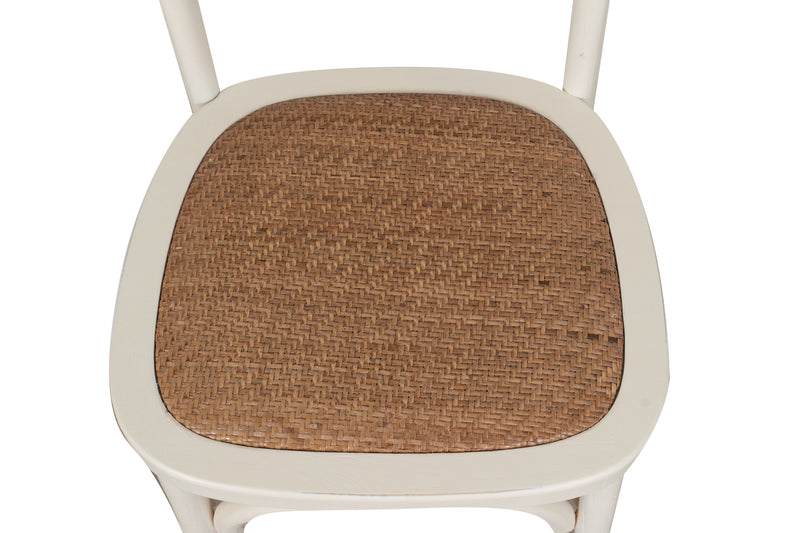 Biscottini Sedia Thonet in massello di frassino e seduta rattan finitura bianca larghezza