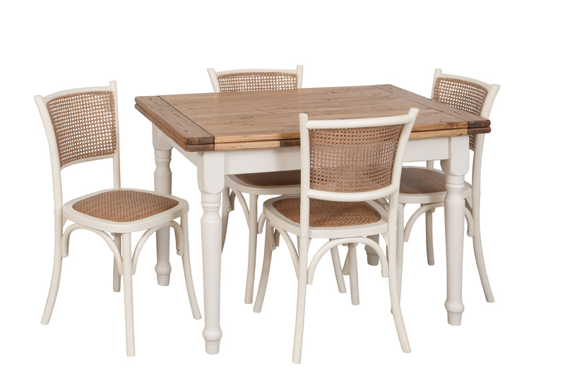 Biscottini Sedia Thonet in massello di frassino e seduta rattan finitura bianca larghezza