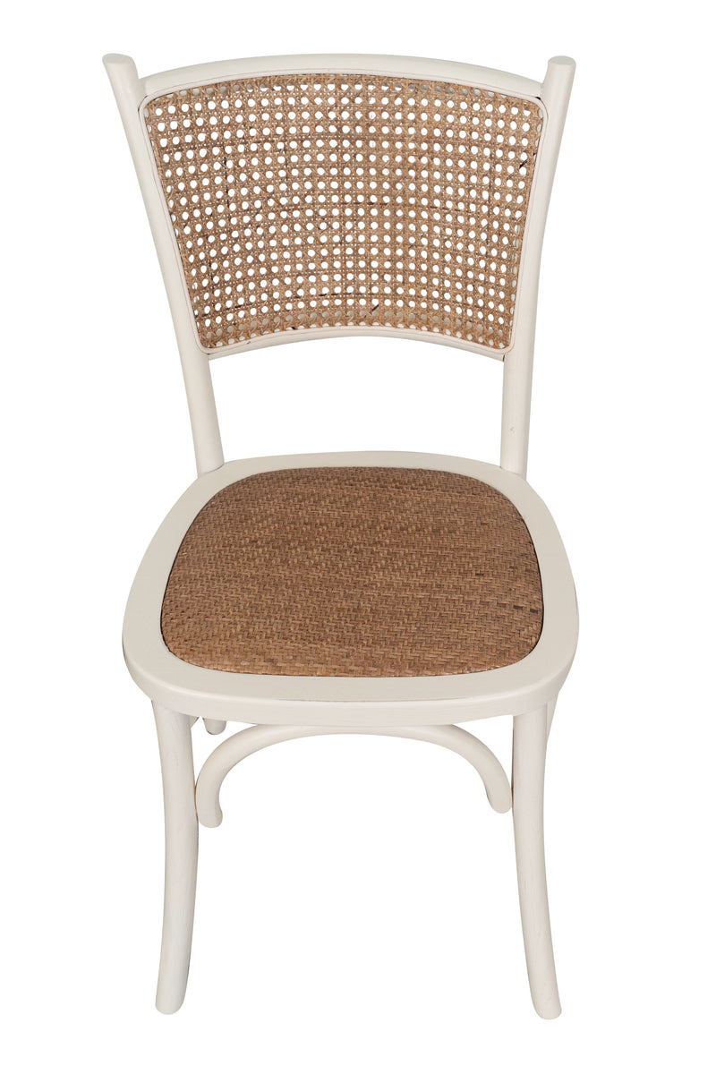 Biscottini Sedia Thonet in massello di frassino e seduta rattan finitura bianca larghezza