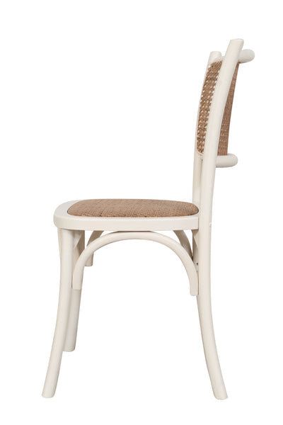 Biscottini Sedia Thonet in massello di frassino e seduta rattan finitura bianca larghezza