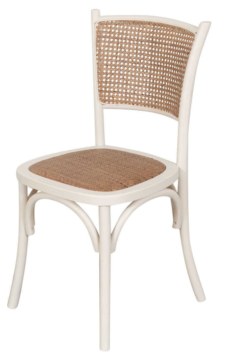 Biscottini Sedia Thonet in massello di frassino e seduta rattan finitura bianca larghezza