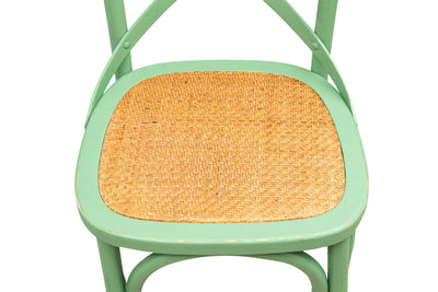 Biscottini Sedia Thonet in massello di frassino e seduta rattan finitura Verde anticato L48xPR52xH88 cm