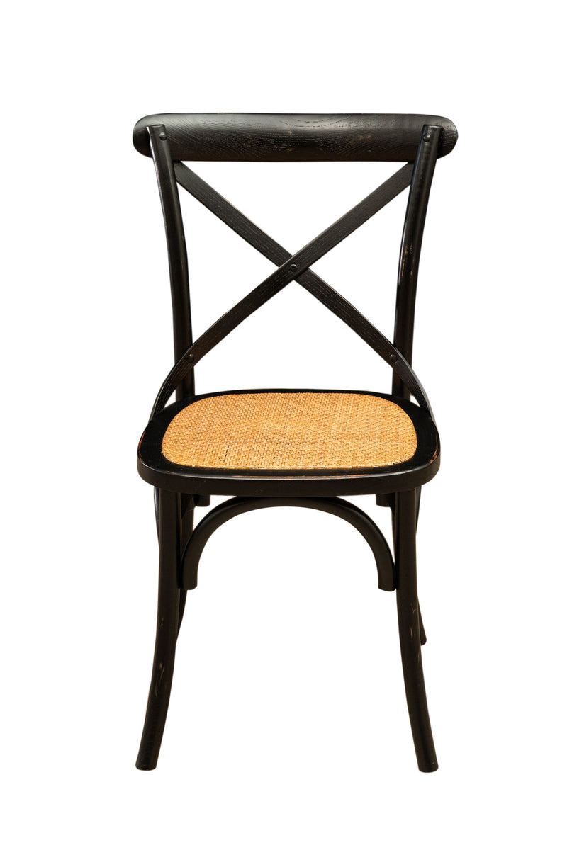 Biscottini Sedia Thonet in massello di frassino e seduta rattan finitura Nero anticato L48xPR52xH88 cm
