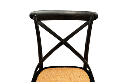 Biscottini Sedia Thonet in massello di frassino e seduta rattan finitura Nero anticato L48xPR52xH88 cm