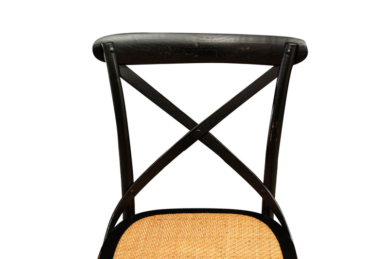 Biscottini Sedia Thonet in massello di frassino e seduta rattan finitura Nero anticato L48xPR52xH88 cm